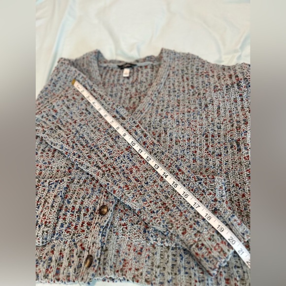 NWOT Women’s Sz:S Blue/ Gray Speckled Super Soft Button Cardigan. Double Pockets - Picture 4 of 13